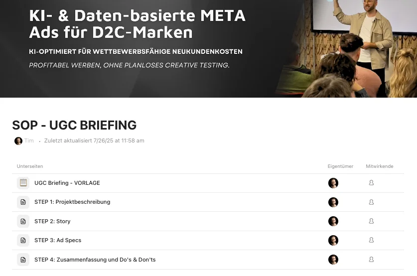 UGC-Briefing Template für E-Commerce Brands