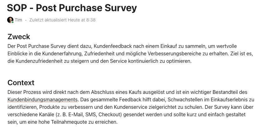 SOP Post Purchase Survey Template